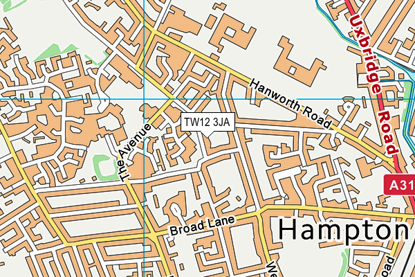 TW12 3JA map - OS VectorMap District (Ordnance Survey)