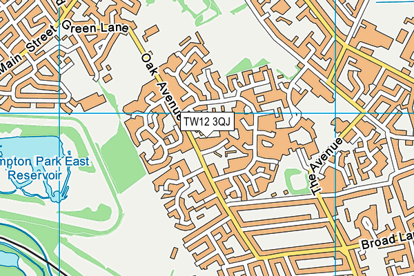 TW12 3QJ map - OS VectorMap District (Ordnance Survey)
