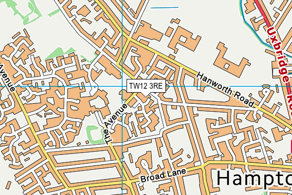 TW12 3RE map - OS VectorMap District (Ordnance Survey)