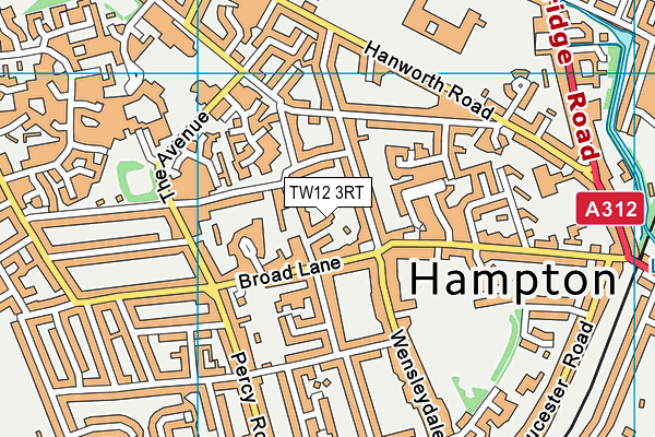 TW12 3RT map - OS VectorMap District (Ordnance Survey)