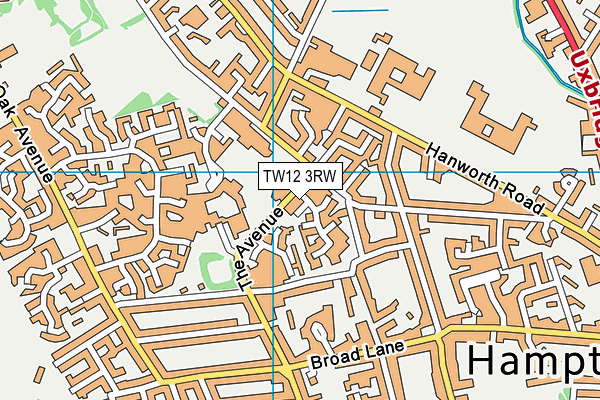 TW12 3RW map - OS VectorMap District (Ordnance Survey)