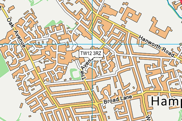 TW12 3RZ map - OS VectorMap District (Ordnance Survey)