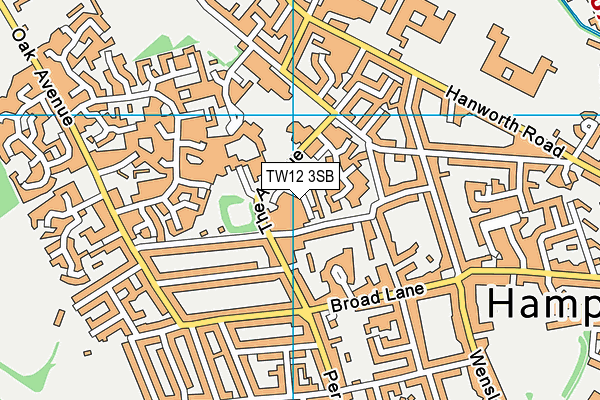 TW12 3SB map - OS VectorMap District (Ordnance Survey)