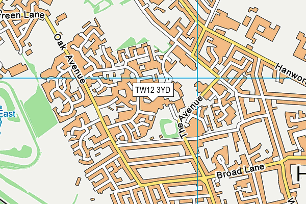 TW12 3YD map - OS VectorMap District (Ordnance Survey)