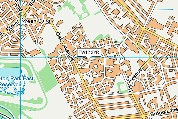 TW12 3YR map - OS VectorMap District (Ordnance Survey)