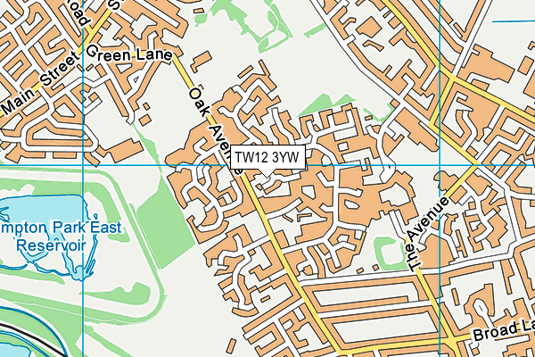 TW12 3YW map - OS VectorMap District (Ordnance Survey)