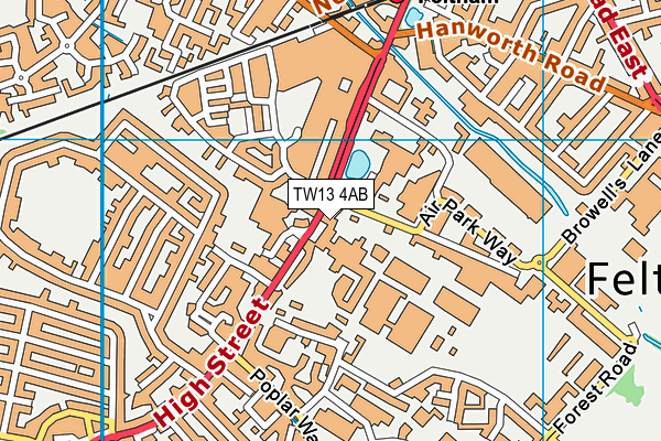 TW13 4AB map - OS VectorMap District (Ordnance Survey)