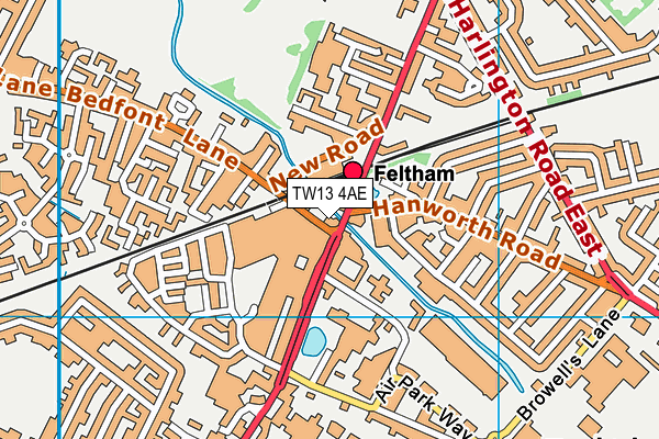 TW13 4AE map - OS VectorMap District (Ordnance Survey)