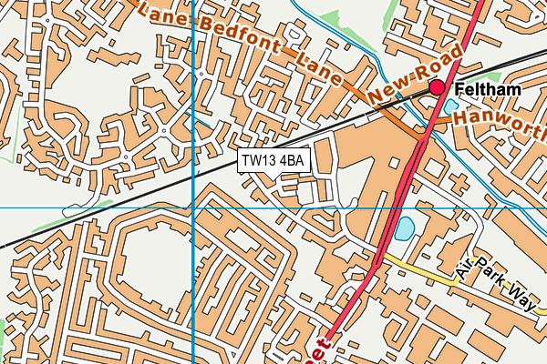 TW13 4BA map - OS VectorMap District (Ordnance Survey)