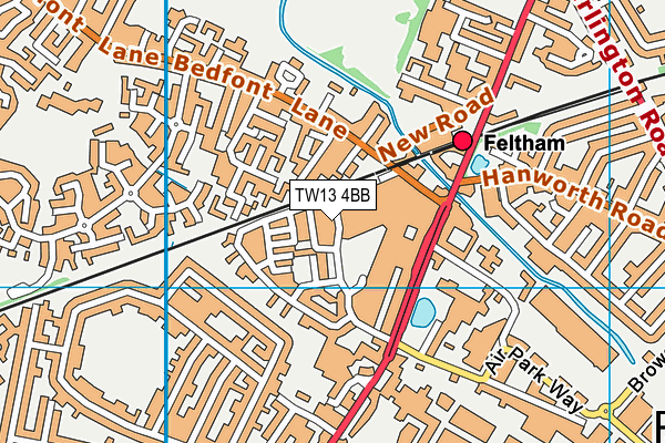 TW13 4BB map - OS VectorMap District (Ordnance Survey)
