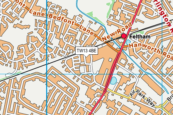 TW13 4BE map - OS VectorMap District (Ordnance Survey)