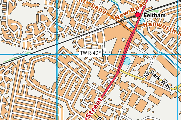TW13 4DF map - OS VectorMap District (Ordnance Survey)
