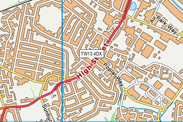 TW13 4DX map - OS VectorMap District (Ordnance Survey)