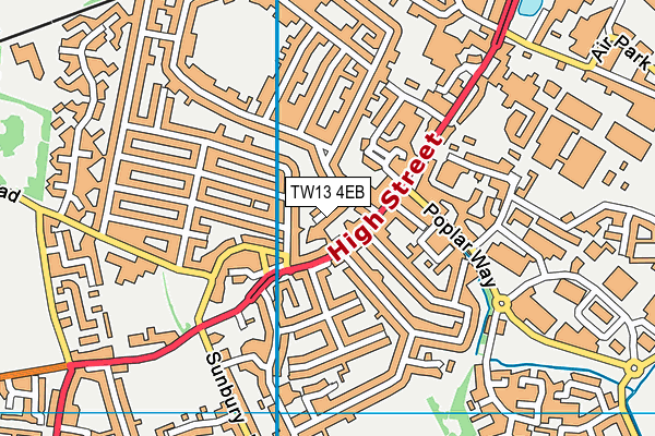 TW13 4EB map - OS VectorMap District (Ordnance Survey)