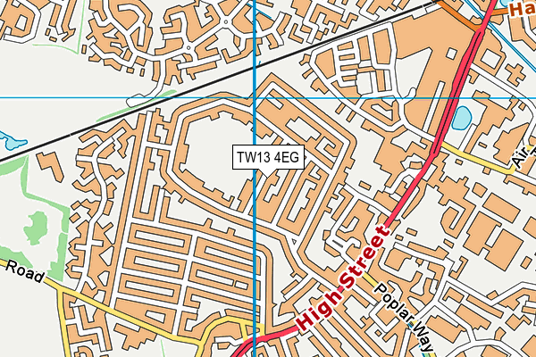 TW13 4EG map - OS VectorMap District (Ordnance Survey)