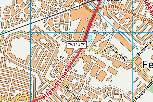 TW13 4ES map - OS VectorMap District (Ordnance Survey)