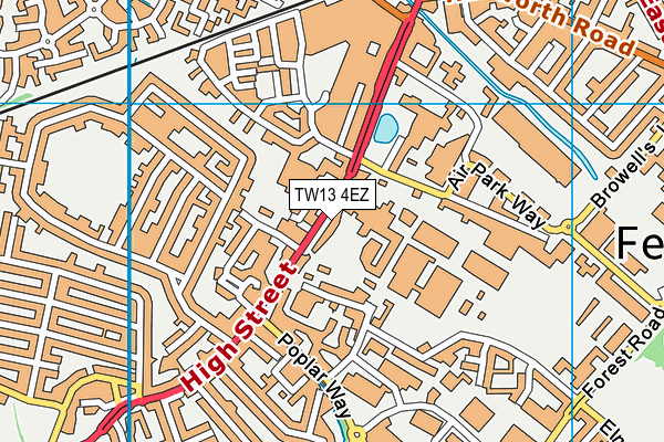 TW13 4EZ map - OS VectorMap District (Ordnance Survey)