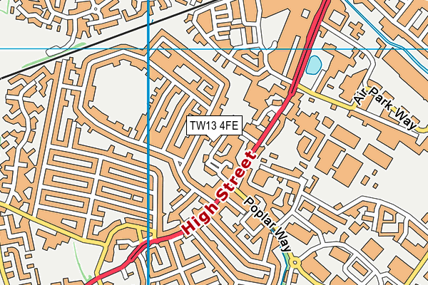 TW13 4FE map - OS VectorMap District (Ordnance Survey)