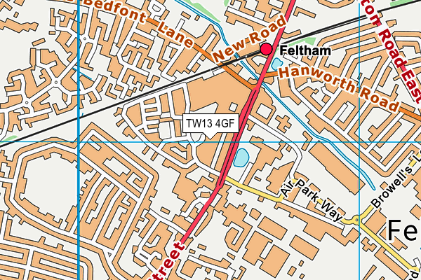 TW13 4GF map - OS VectorMap District (Ordnance Survey)