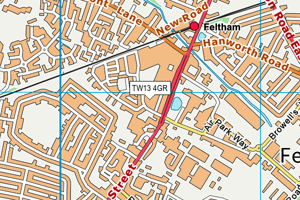 TW13 4GR map - OS VectorMap District (Ordnance Survey)