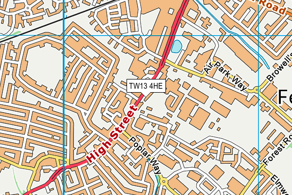 TW13 4HE map - OS VectorMap District (Ordnance Survey)