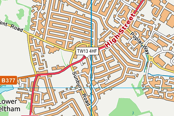 TW13 4HF map - OS VectorMap District (Ordnance Survey)