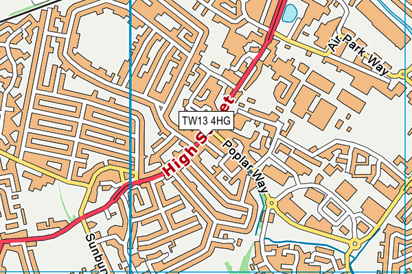 TW13 4HG map - OS VectorMap District (Ordnance Survey)