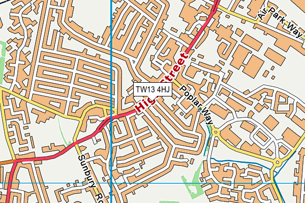 TW13 4HJ map - OS VectorMap District (Ordnance Survey)