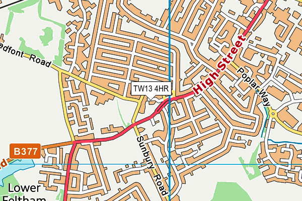 TW13 4HR map - OS VectorMap District (Ordnance Survey)