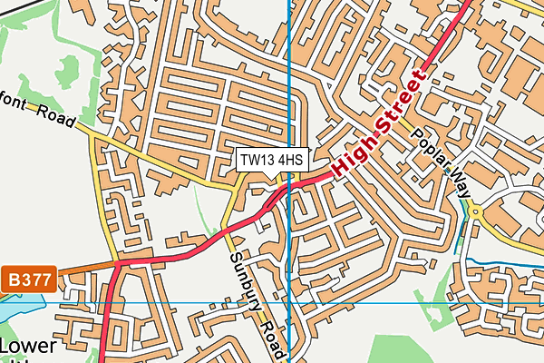 TW13 4HS map - OS VectorMap District (Ordnance Survey)