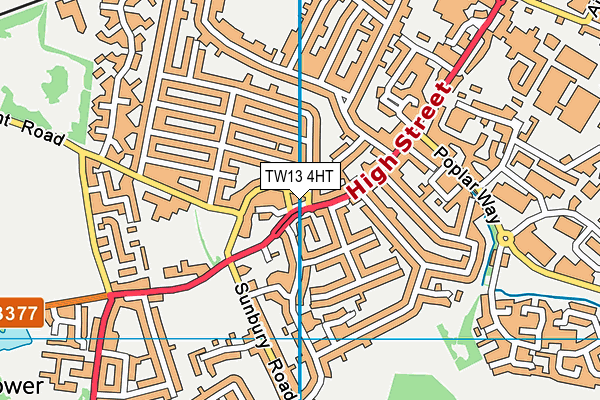 TW13 4HT map - OS VectorMap District (Ordnance Survey)