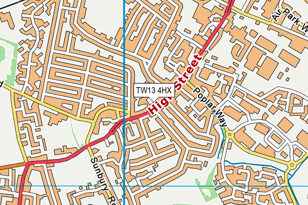 TW13 4HX map - OS VectorMap District (Ordnance Survey)