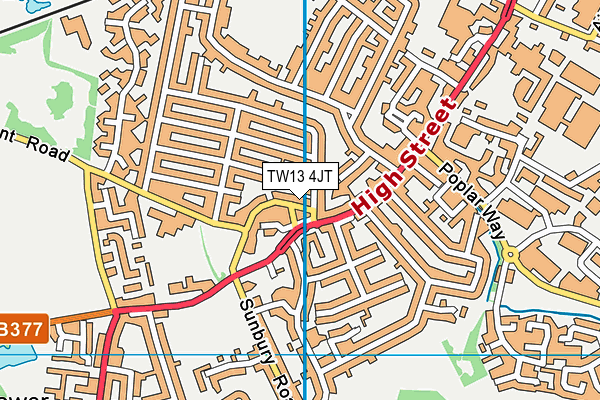 TW13 4JT map - OS VectorMap District (Ordnance Survey)