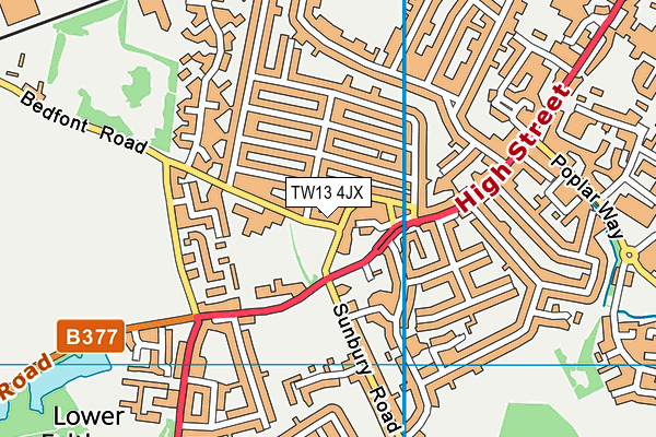 TW13 4JX map - OS VectorMap District (Ordnance Survey)
