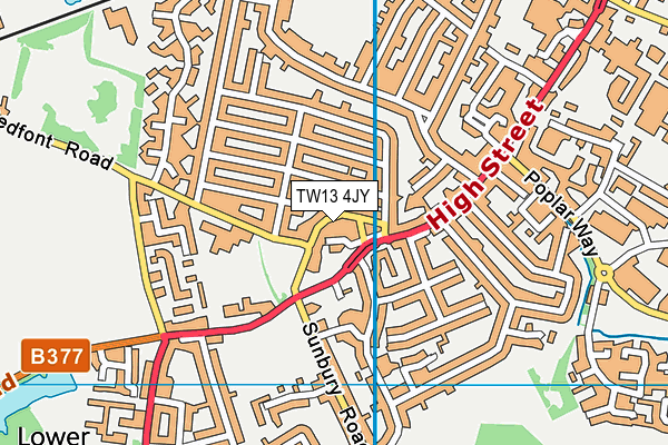 TW13 4JY map - OS VectorMap District (Ordnance Survey)