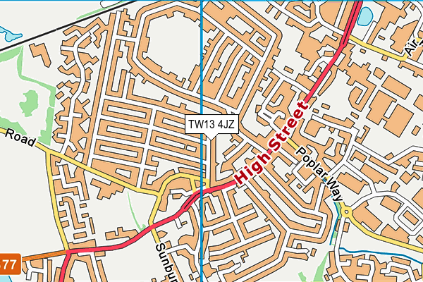 TW13 4JZ map - OS VectorMap District (Ordnance Survey)