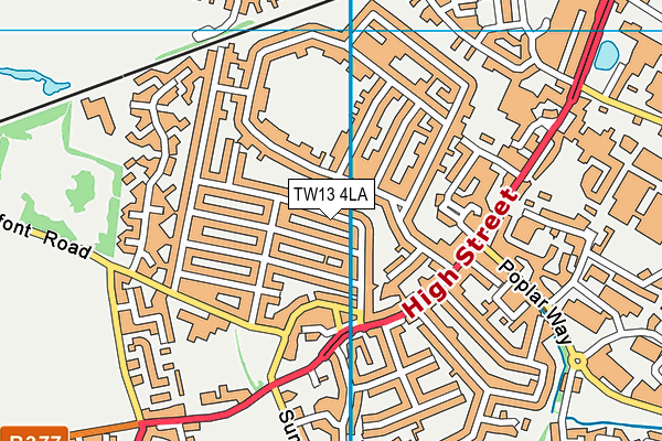 TW13 4LA map - OS VectorMap District (Ordnance Survey)