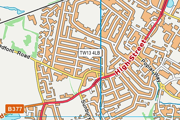 TW13 4LB map - OS VectorMap District (Ordnance Survey)