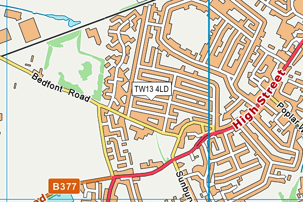TW13 4LD map - OS VectorMap District (Ordnance Survey)