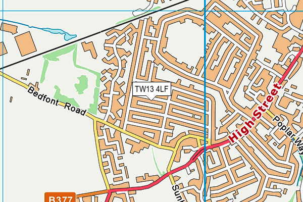TW13 4LF map - OS VectorMap District (Ordnance Survey)