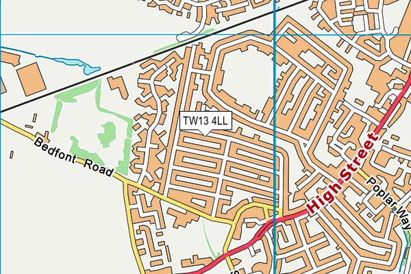 TW13 4LL map - OS VectorMap District (Ordnance Survey)