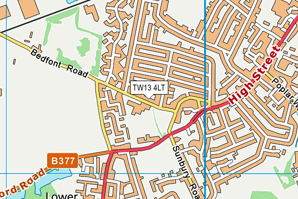 TW13 4LT map - OS VectorMap District (Ordnance Survey)