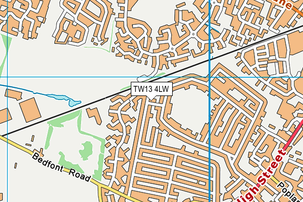 TW13 4LW map - OS VectorMap District (Ordnance Survey)