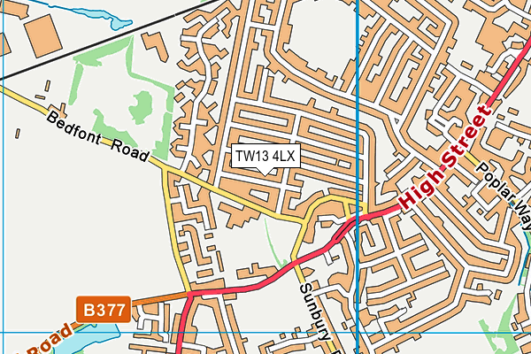 TW13 4LX map - OS VectorMap District (Ordnance Survey)