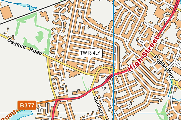 TW13 4LY map - OS VectorMap District (Ordnance Survey)