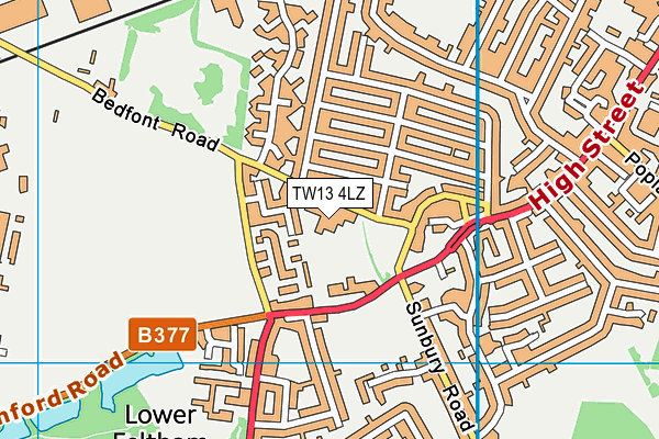 TW13 4LZ map - OS VectorMap District (Ordnance Survey)