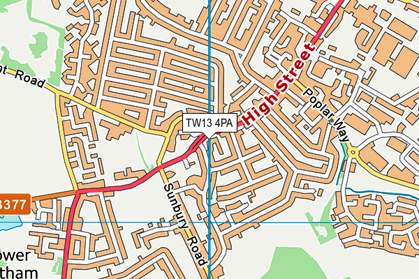 TW13 4PA map - OS VectorMap District (Ordnance Survey)