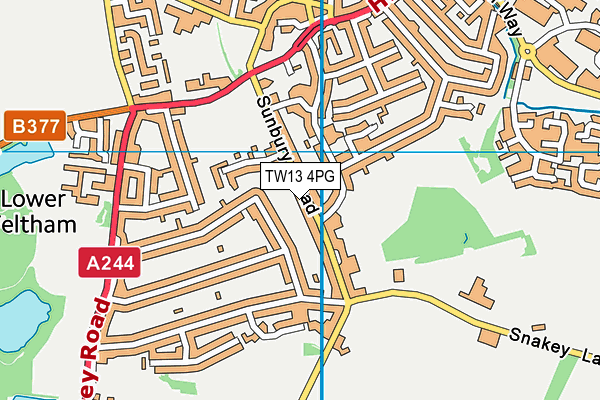 TW13 4PG map - OS VectorMap District (Ordnance Survey)
