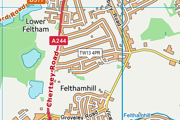 TW13 4PR map - OS VectorMap District (Ordnance Survey)