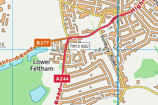 TW13 4QU map - OS VectorMap District (Ordnance Survey)